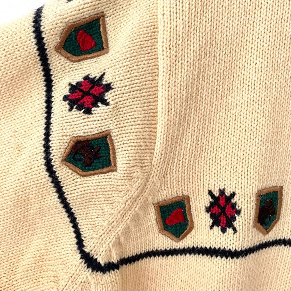 Vintage NWTs Marisa Christina Yellow Equestrian Patch Academia Cardigan Sweater - Picture 7 of 7